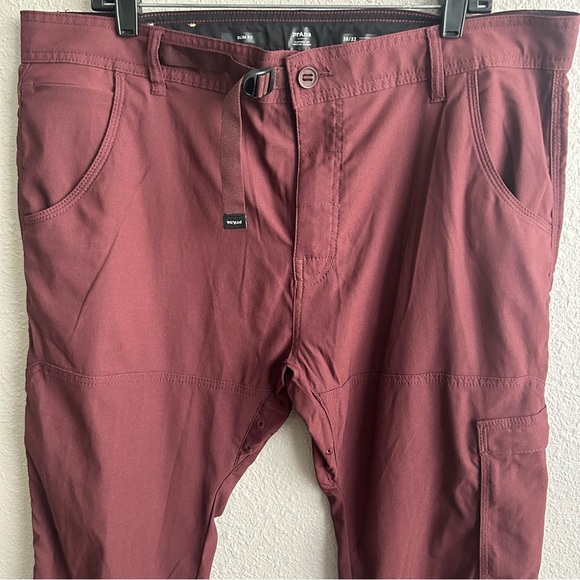 Prana Stretch Zion II Maroon Cacao Slim Fit Convertible Pants - Picture 4 of 14
